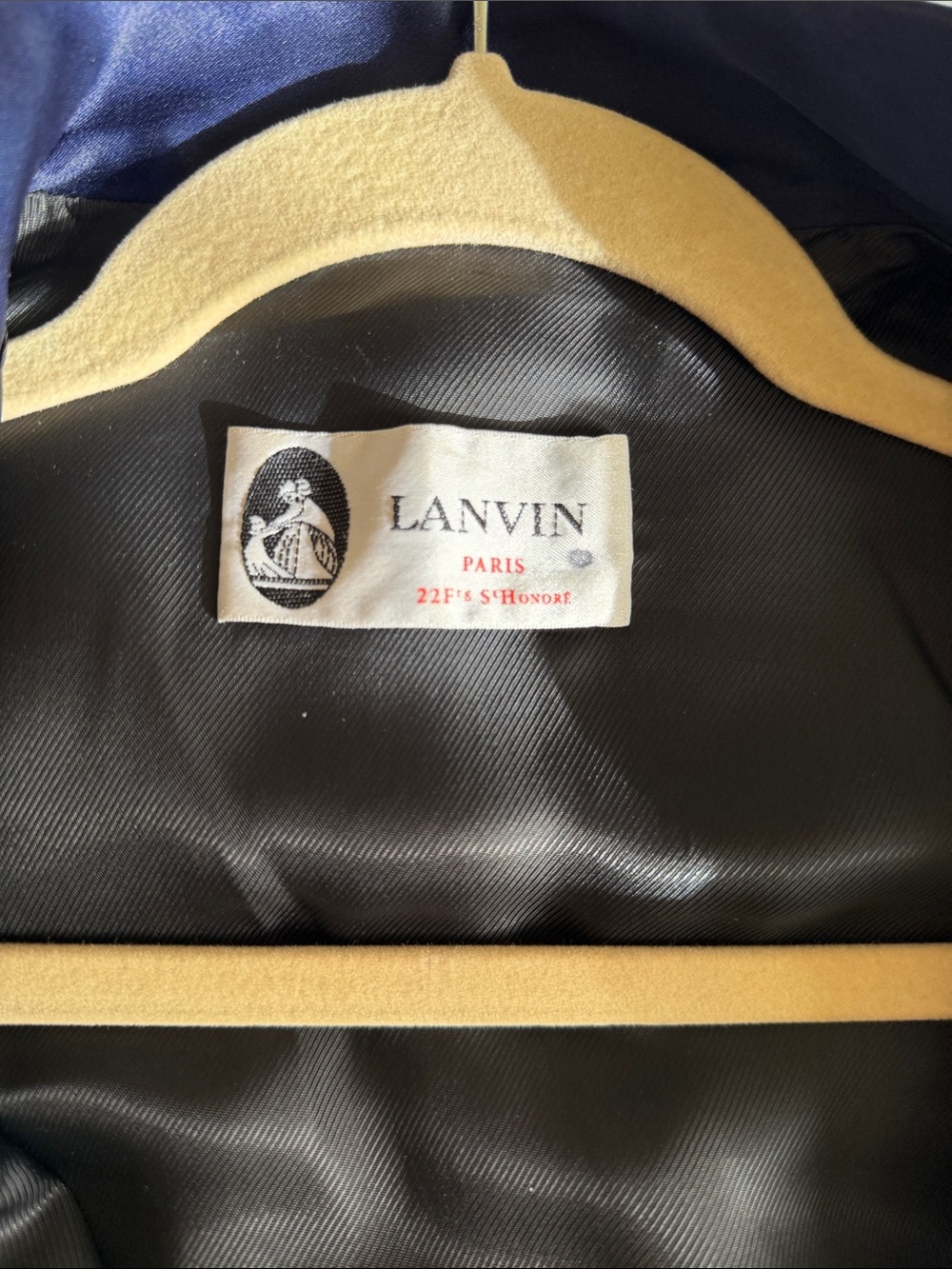 Lanvin Paris Navy Satin Bomber with Pink Poppy Floral Embroidery - Picture 5 of 5